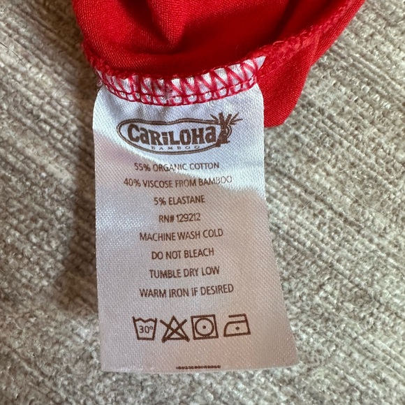 Cariloha Red Cotton Bamboo Tank Top Waist Tie - Picture 4 of 4